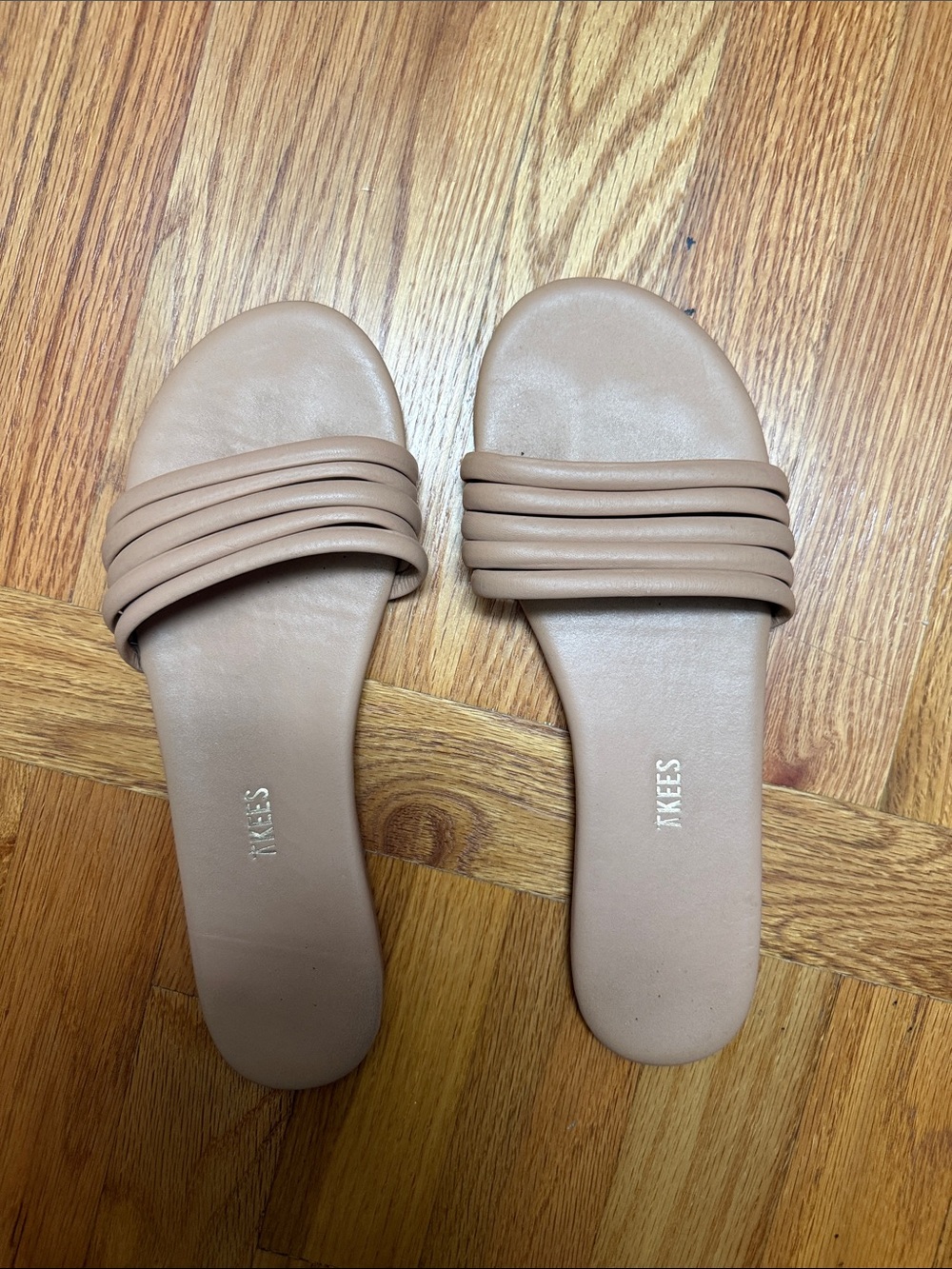TKEES Triple-Band Nude Slide Sandals